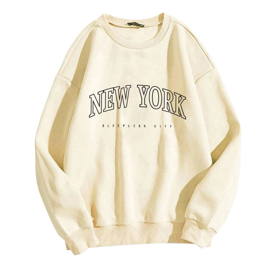 New York Sweatshirts for Teen Girls Round Neck Letter Graphic Oversize Pullover Casual Comfy 2024 Fall Winter Clothes