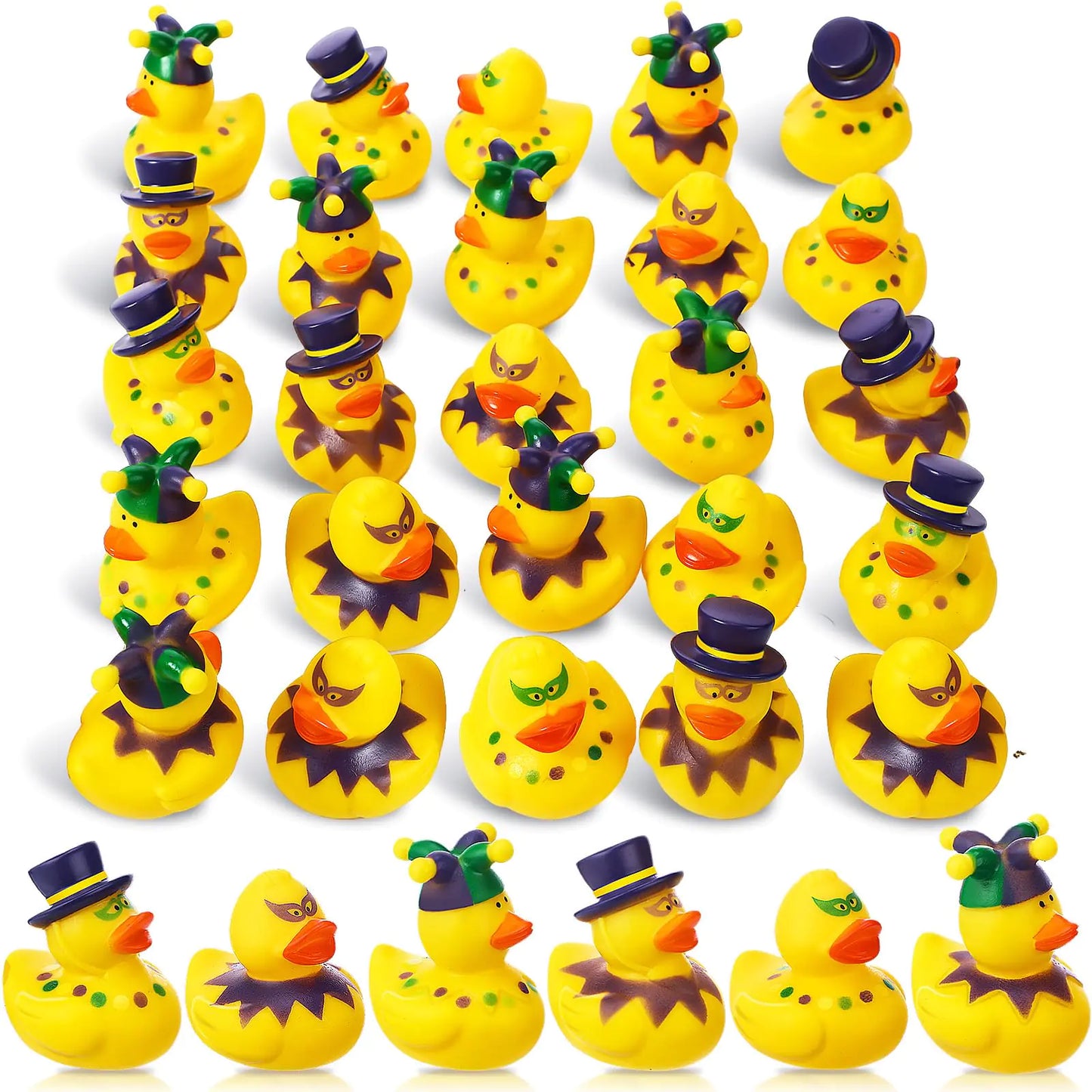 Karenhi 24 Pieces Rubber Ducks 2 Inch Duckies Toys Rubber Duck Bath Toys Novelty Party Favors for Bathtub Shower Birthdays Holiday Gifts(Mardi Gras)