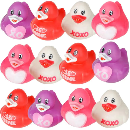 ArtCreativity 2-Inch Valentines Day Rubber Duckies Pack of 12 Cute Valentine Bath Toys Fun Rubber Duckies for Bath Pool or Party Decorations Perfect Valentine’s Day Party Favors